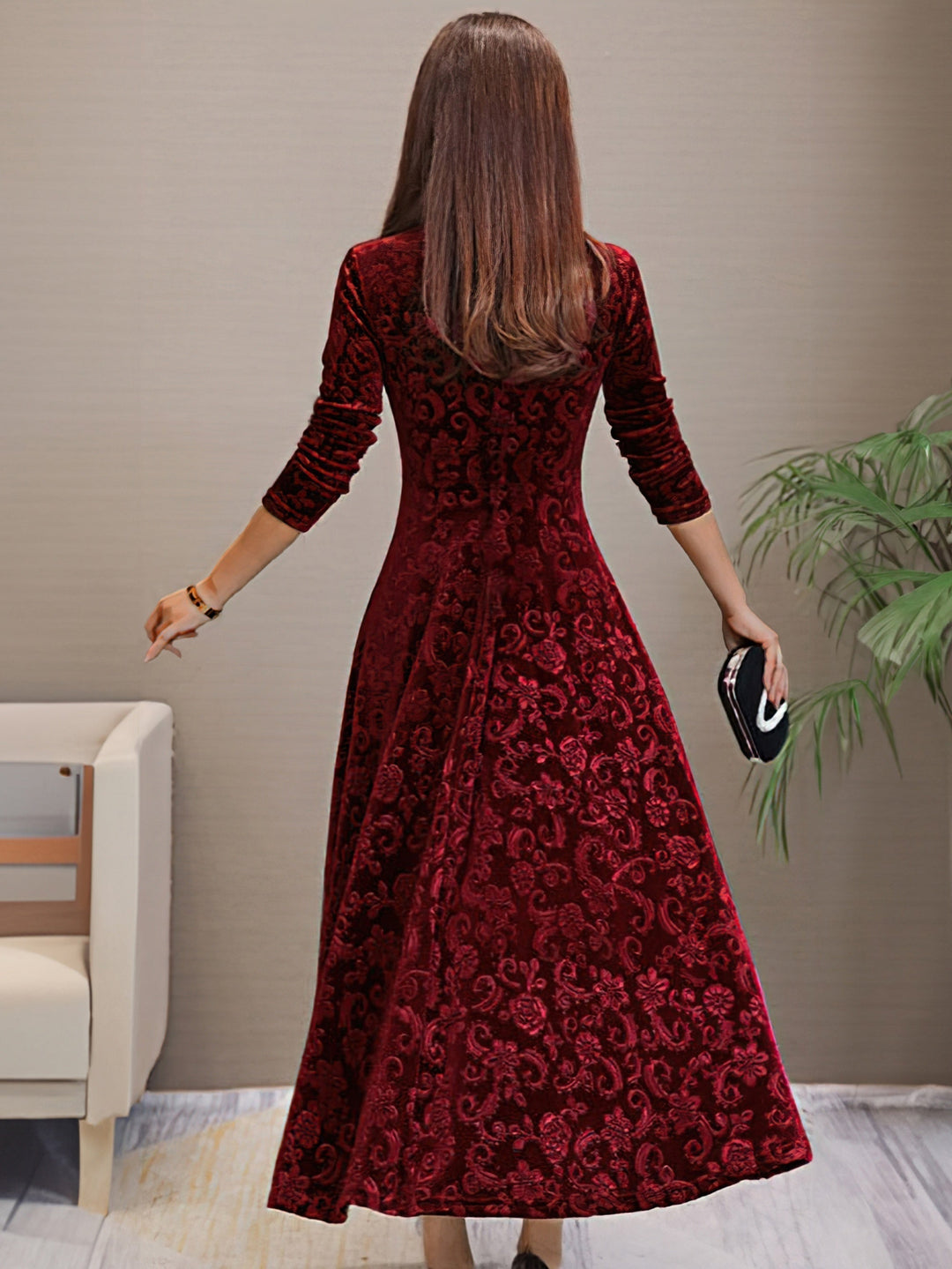 Carine | Elegantes Samtkleid für Feiertage