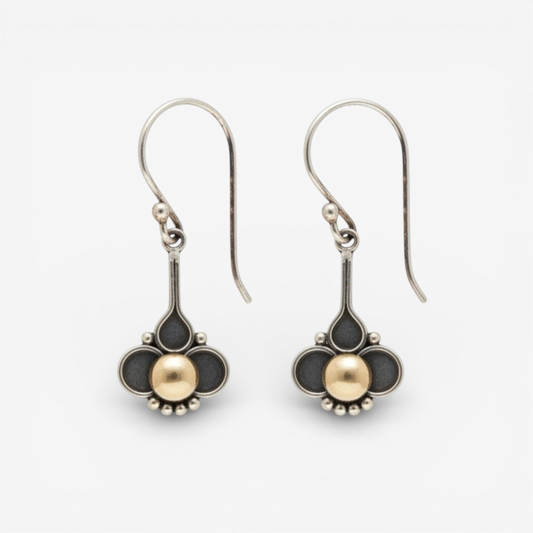 Boho Kleeblatt Ohrringe mit Goldenen Perlen