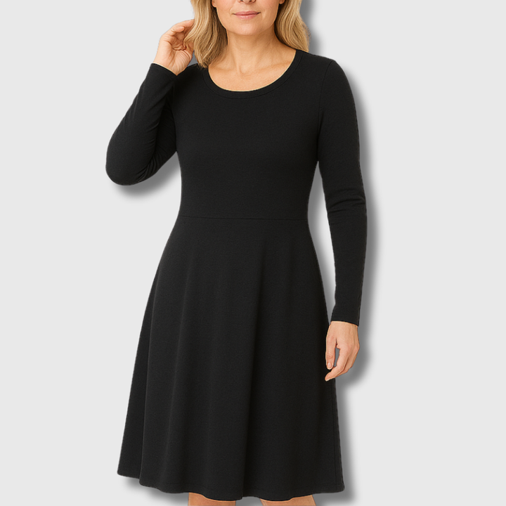 Isa | Klassisches Kleid mit langen, auslaufenden Ärmeln