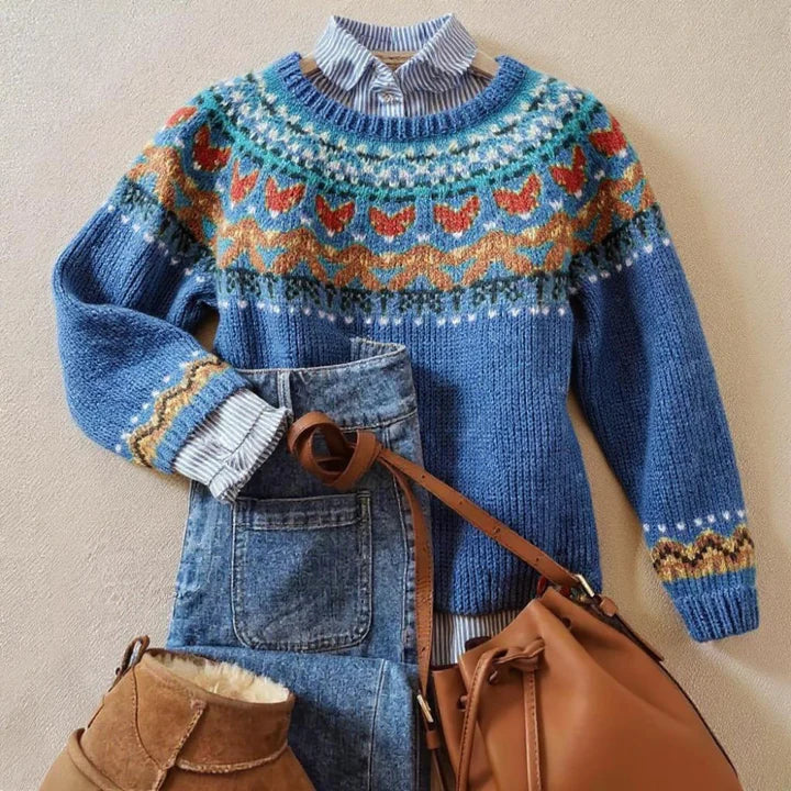 Henny | Strickpullover mit Muster in Blau