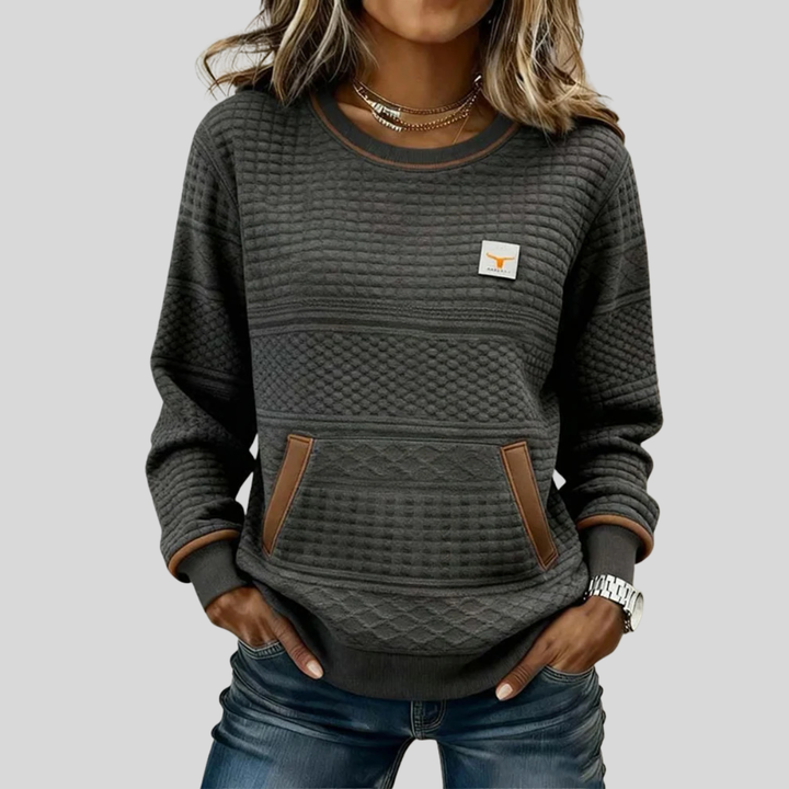 Mies | Strukturiertes Colour-Block Sweatshirt mit Rundhalsausschnitt