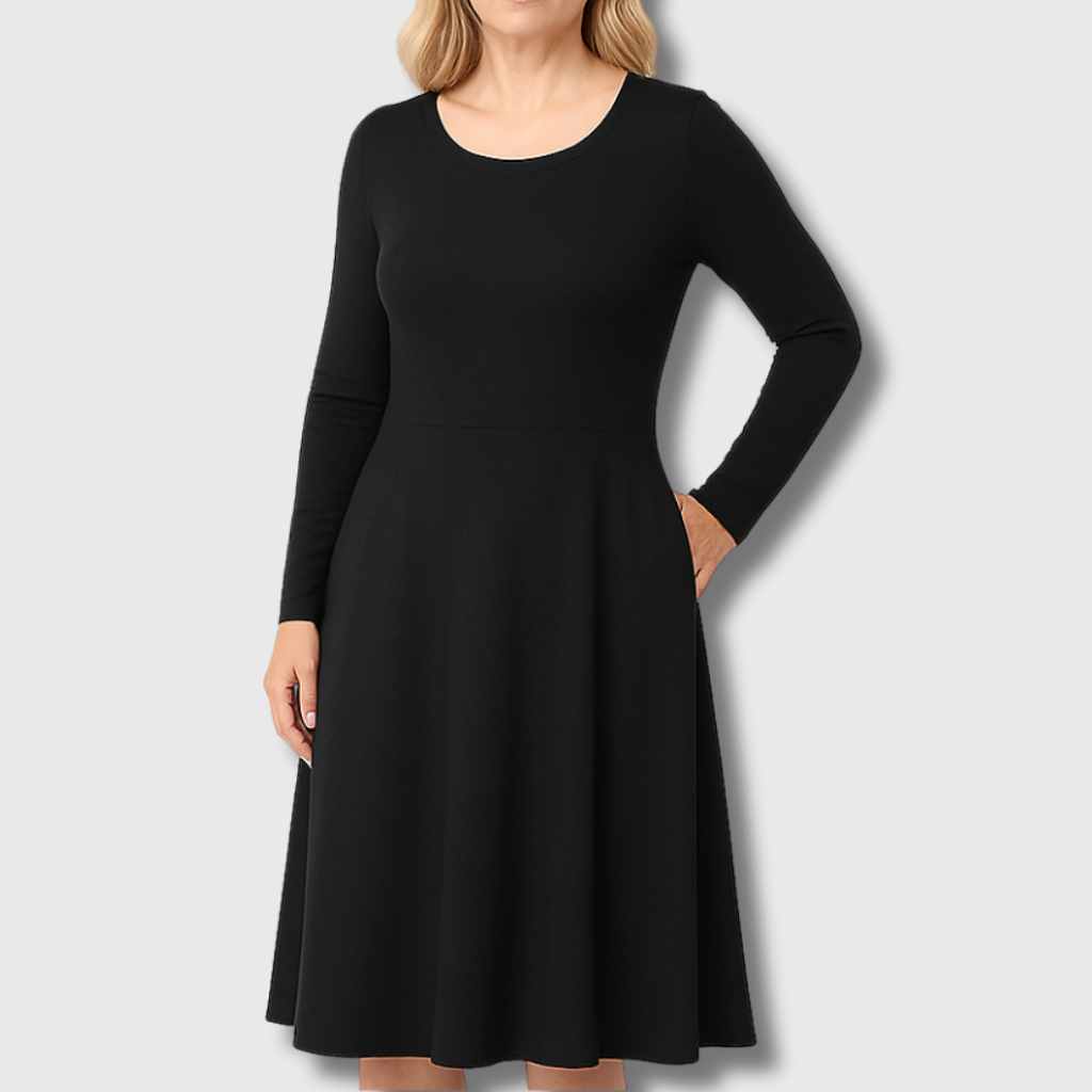 Isa | Klassisches Kleid mit langen, ausladenden Ärmeln