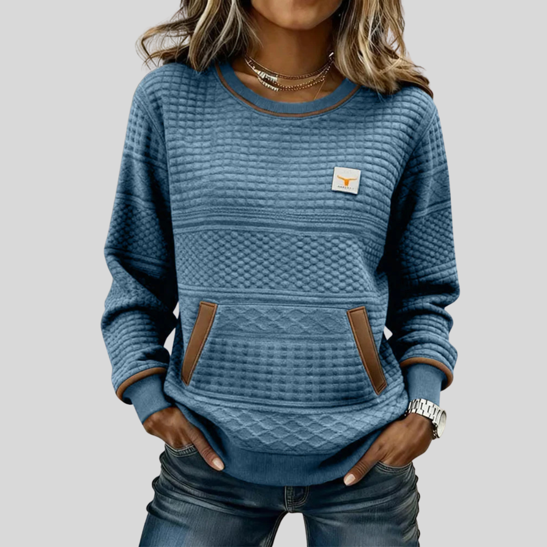 Mies | Strukturiertes Colour-Block Sweatshirt mit Rundhalsausschnitt