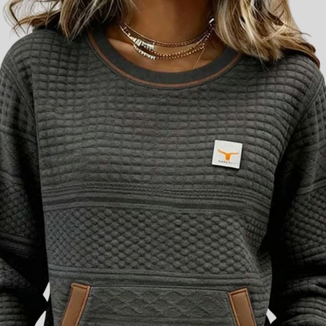 Mies | Strukturiertes Colour-Block Sweatshirt mit Rundhalsausschnitt