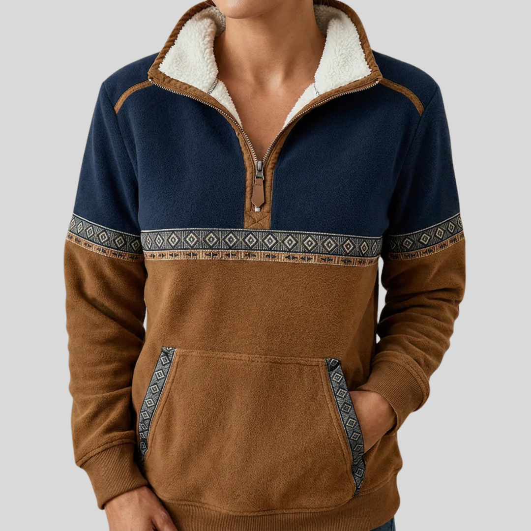 Ida | Kuscheliger Fleece-Pullover mit halbem Reißverschluss