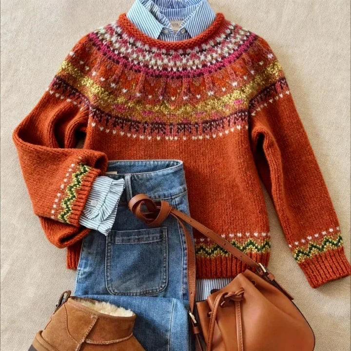 Mieke | Strickpullover mit Muster in Rot