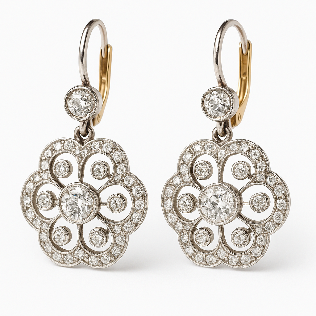 Madeleine – Vintage-Ohringe mit Mandala in Kristall