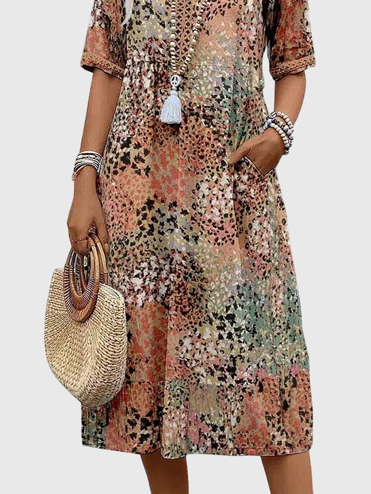 Sophie | Elegantes Midi Blumenkleid
