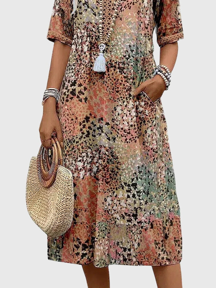 Sophie | Elegantes Midi Blumenkleid