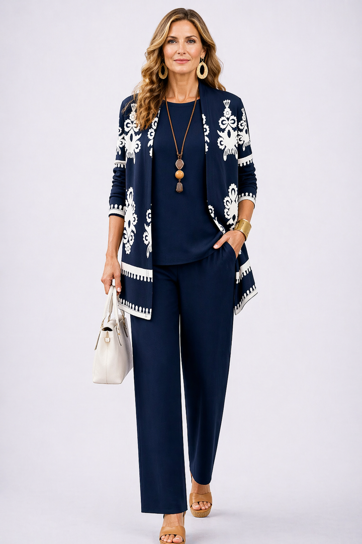 Carla | Dreiteiliges Set in Marineblau