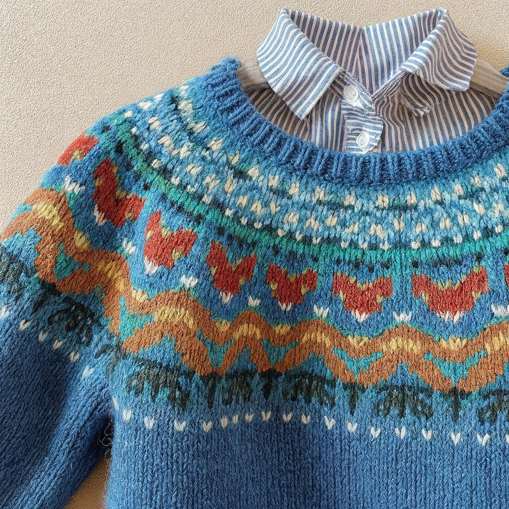 Henny | Strickpullover mit Muster in Blau