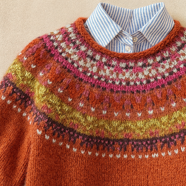 Mieke | Strickpullover mit Muster in Rot