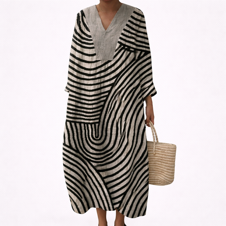 Lila - Flatterndes Gedrucktes Sommerkleid