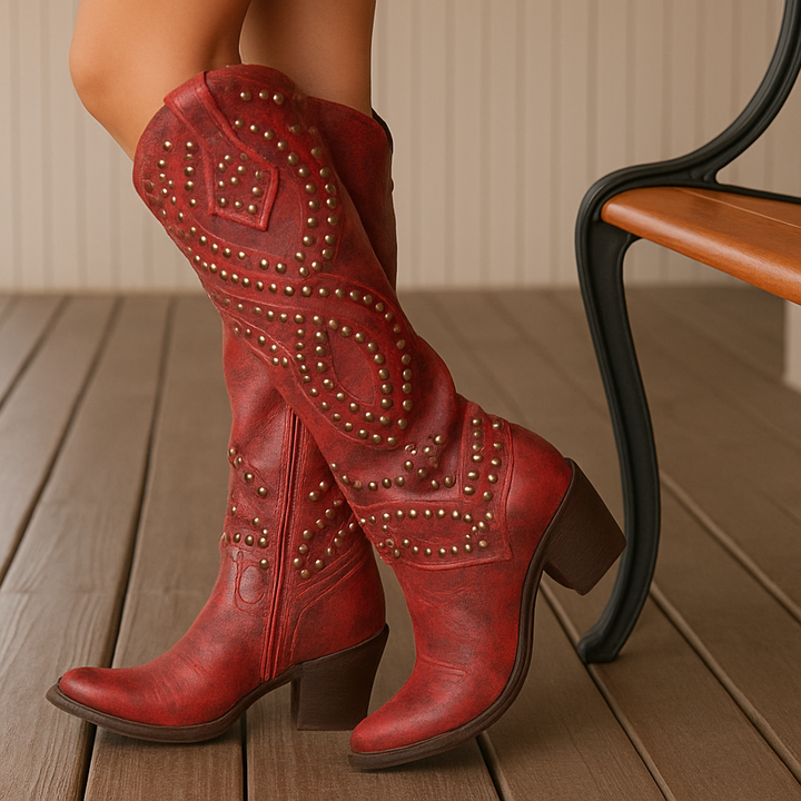 Marjolein | Hohe Westernstiefel mit Nieten