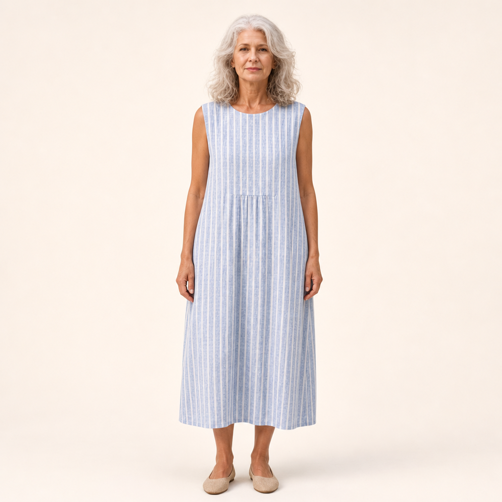 Roze - Bequeme Sommerkleid ohne Ärmel