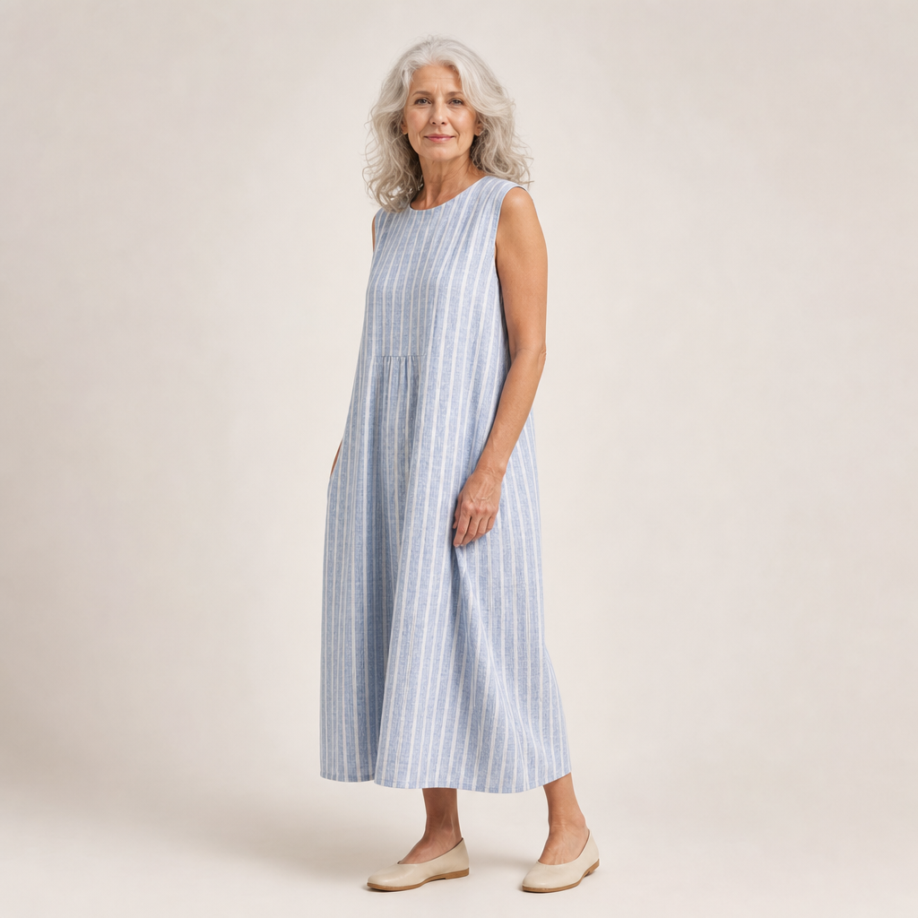 Roze - Bequeme Sommerkleid ohne Ärmel