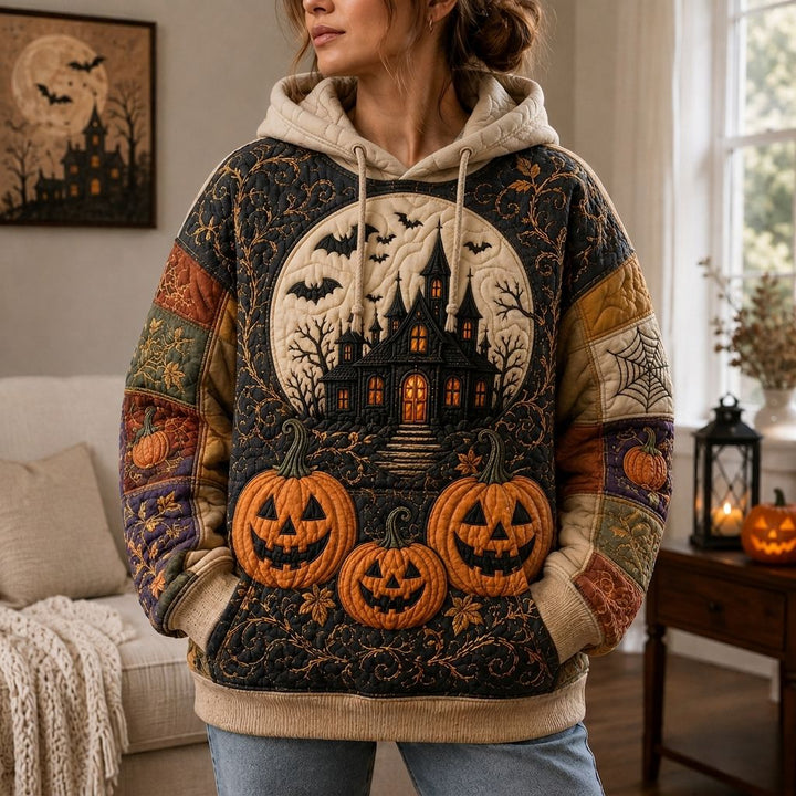 Valerie | Festliches Sweatshirt mit Geistern und Kürbissen