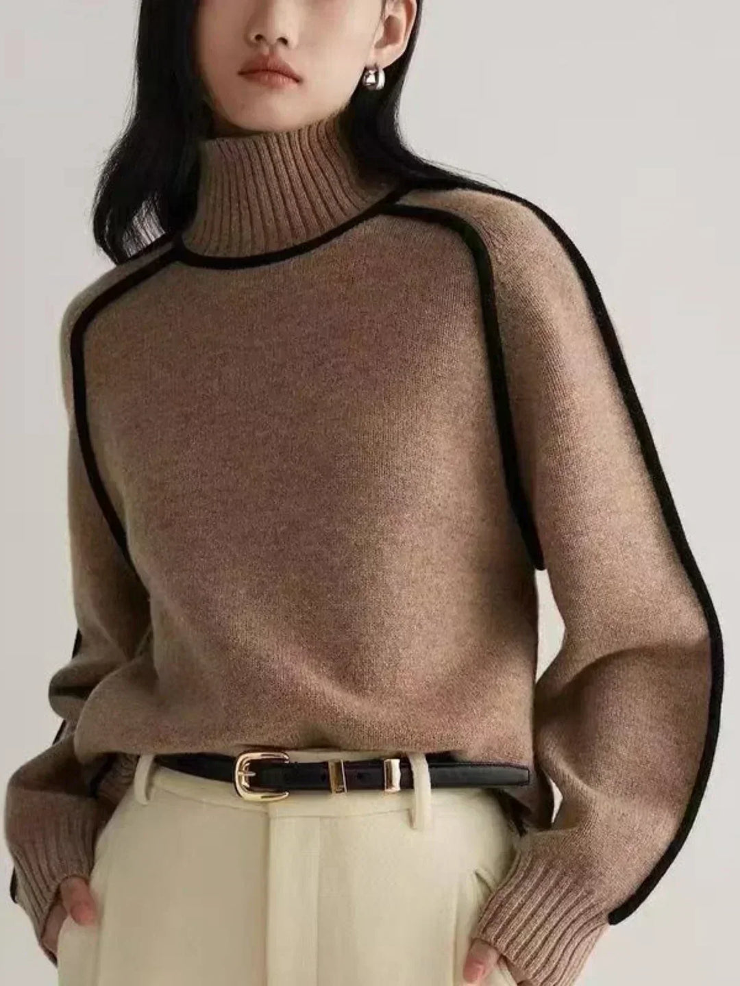 Carine | Eleganter Pullover mit hohem Kragen