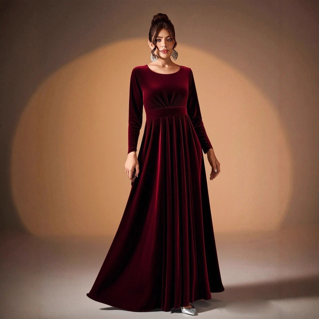 Tilda | Maxi Kleid aus Samt mit langen Ärmeln