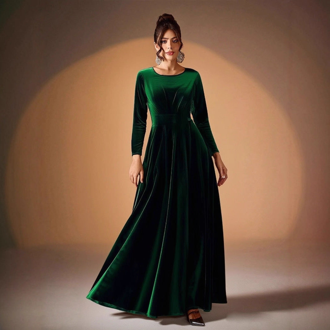 Tilda | Maxi Kleid aus Samt mit langen Ärmeln