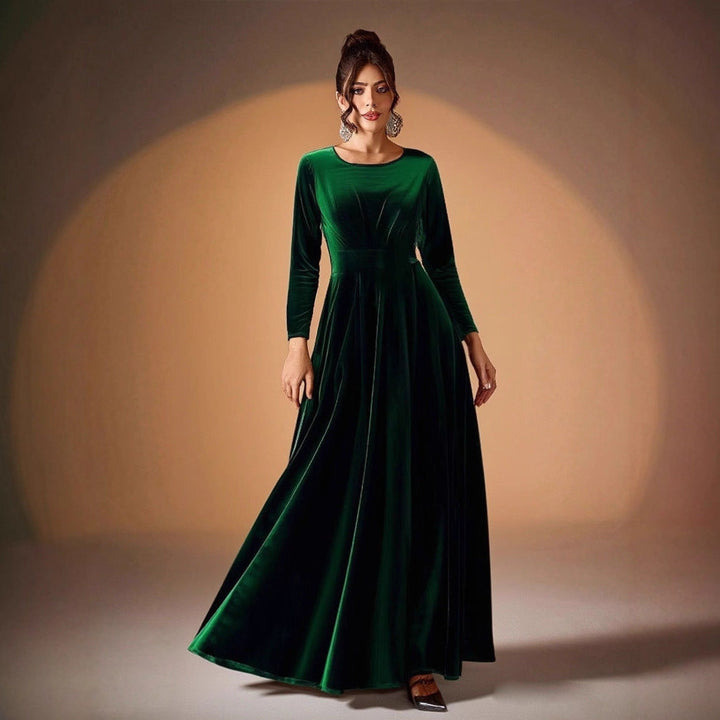 Tilda | Maxi Kleid aus Samt mit langen Ärmeln