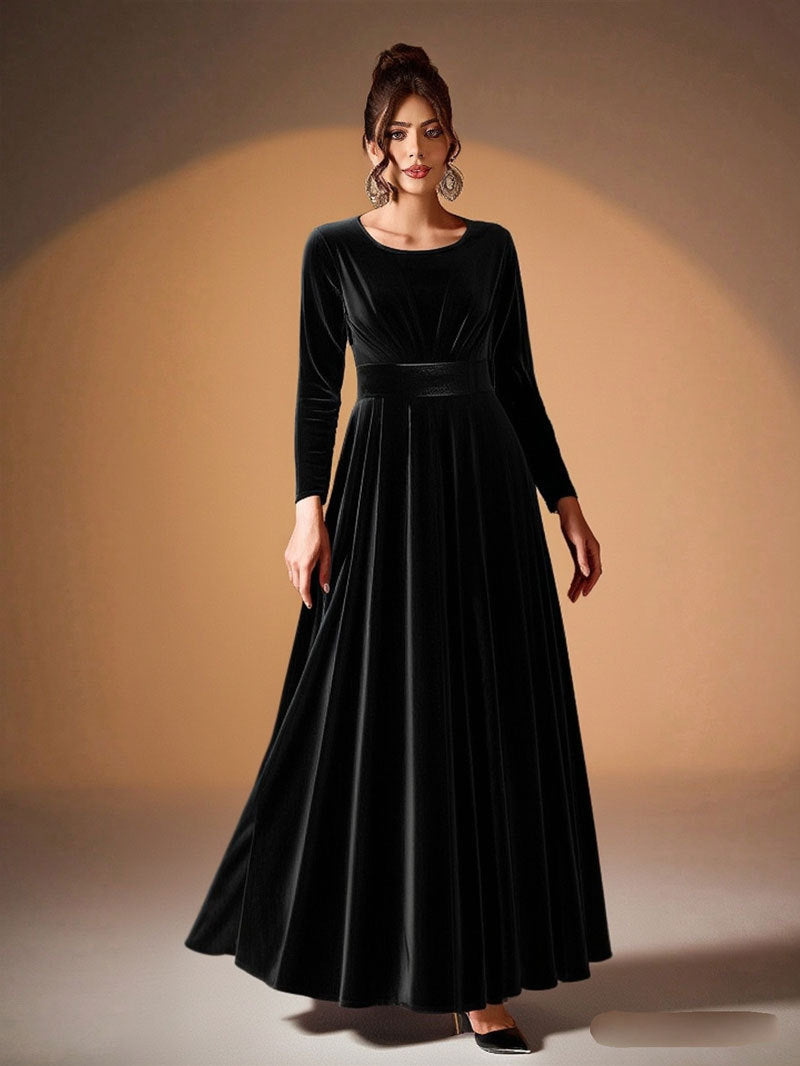 Tilda | Maxi Kleid aus Samt mit langen Ärmeln