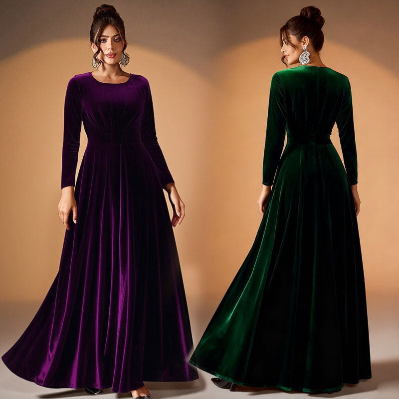 Tilda | Maxi Kleid aus Samt mit langen Ärmeln