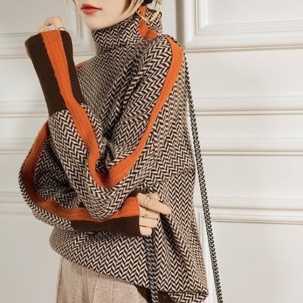 Famke | Luxe Rollkragenpullover in Chevron