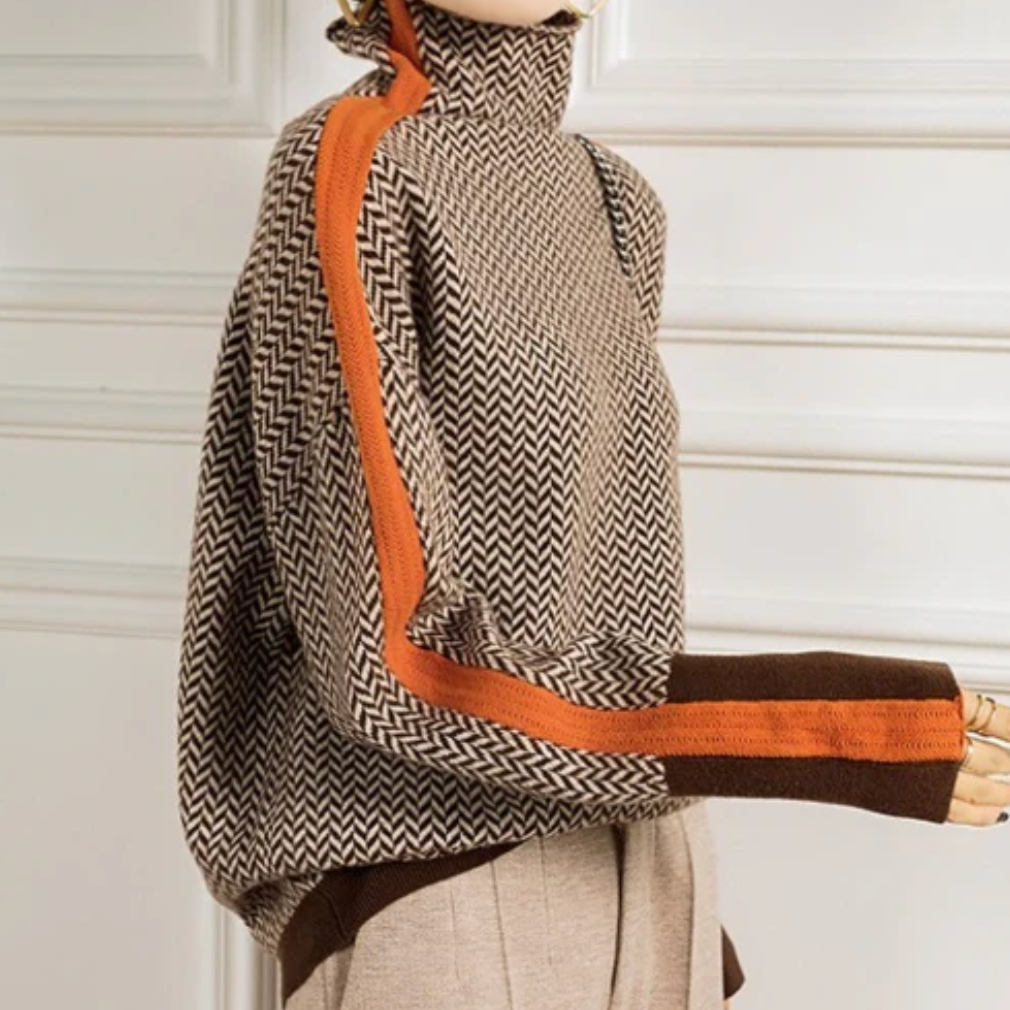 Famke | Luxe Rollkragenpullover in Chevron