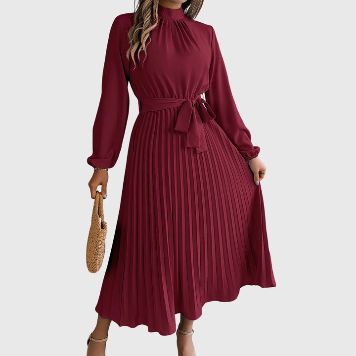 Nynke | Maxi Plissé Kleid mit Gürtel