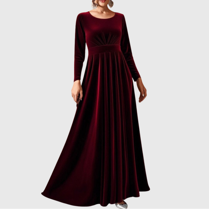Tilda | Maxikleid aus Samt mit langen Ärmeln