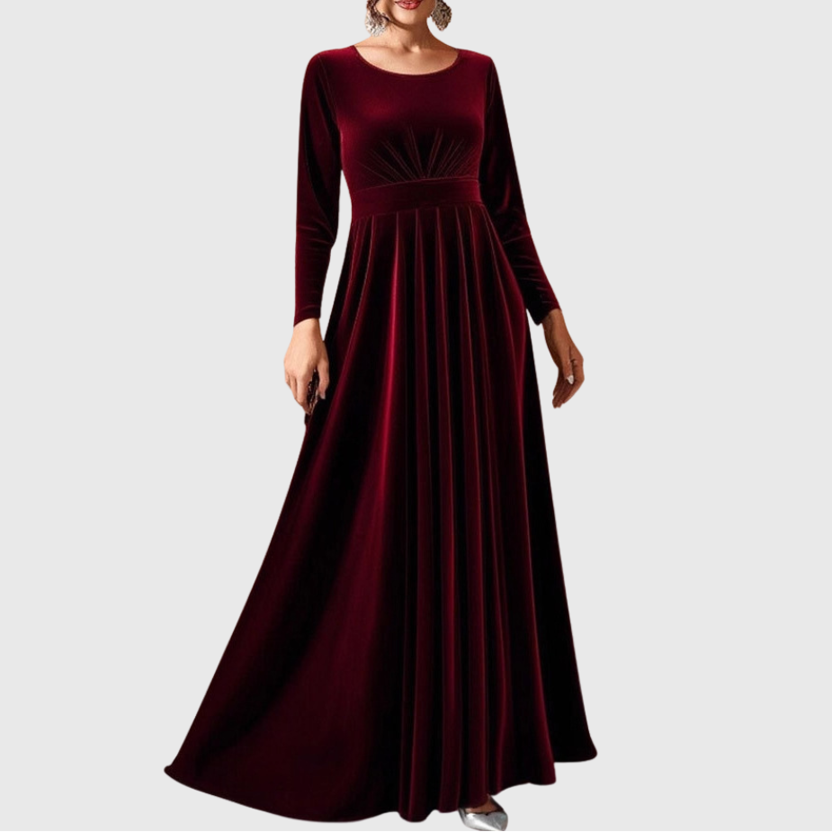 Tilda | Maxi Kleid aus Samt mit langen Ärmeln