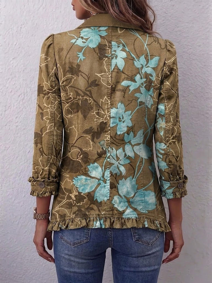 Annette | Boho Gradient Vintage Blumen Rüschenjacke