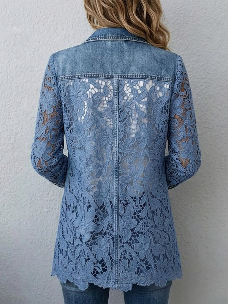 Sandra | Blazer Jacke mit Blumen-Spitzenpaneelen