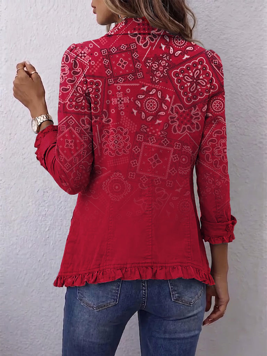 Paulette | Bohemian Paisley Ombré Print Plissierter Mantel